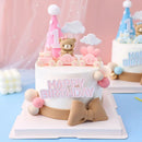 Pink Blue Bear Cake Topper Baby Shower Boy Girl Birthday Party Cake Decor Adult Birthday Gifts Wedding Cake Decorating Baking