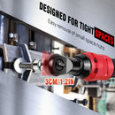 DayPlus 200NM 3/8" Cordless Electric Ratchet Wrench,90° Angle Wrench 12V Power Ratchet Tool with 2 Batteries & Charger+7 Sockets