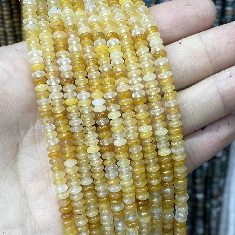 Natural Agates Tiger Eye Chalcedony Jades Stone Round Rondelle Spacer Beads For Jewelry Making Diy Bracelet Accessories 2X4mm