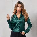New Elegant Office Lady Long Sleeve Leopard Jacquard Blouse Turn Down Collar Button Shirt 2023 Spring Autumn Fashion Tops 19169