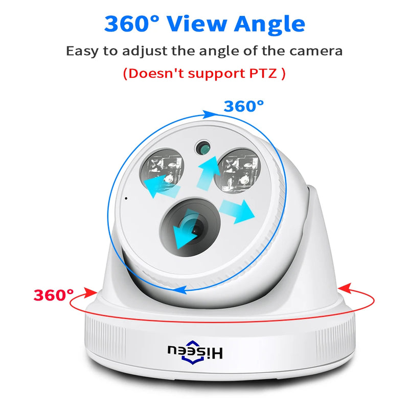 Hiseeu 5MP 3MP POE IP Security Surveillance Camera H.265+ Dome CCTV ONVIF Audio Record Motion Detection Indoor Home Roof