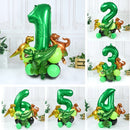 19PCS/PACK 32 inch Green Digital Dinosaur Aluminum Film Balloon Set Forest Theme Party Decoration Balloon