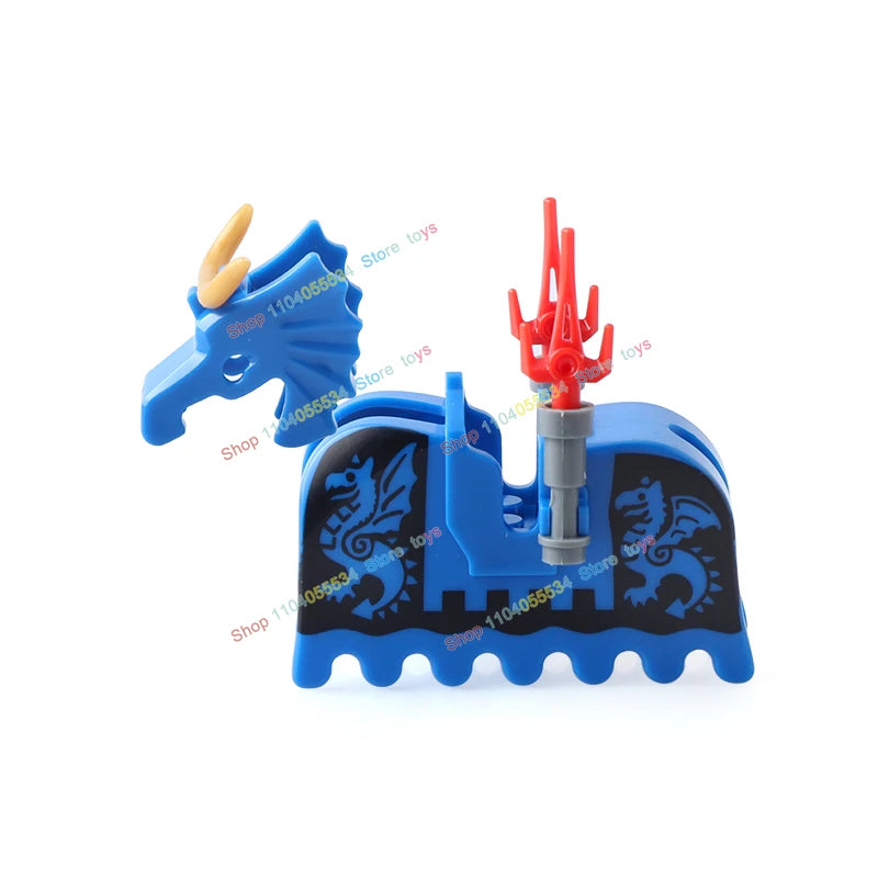 MOC Medieval Military Series Castle Roman Knight Horse Saddle Soldiers War Horses Building Block Accessories Kids Education Toy