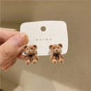 Bear Earrings for Women Girls 2023 Fashion Korea Silver Needle Autumn and Winter Earrings Cute Flocking Rabbit Ear Studs Jewelry