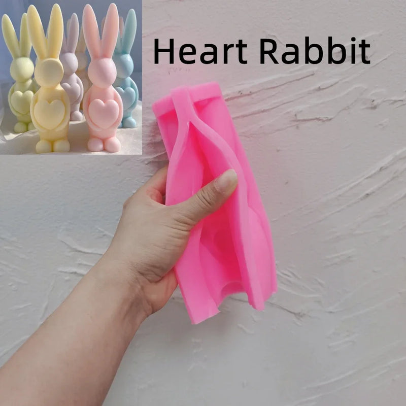 Egg Bunny Silicone Mold Long Eared Rabbit Silicone Candle Molds Heart Animal Wax Mould Easter Home Decor