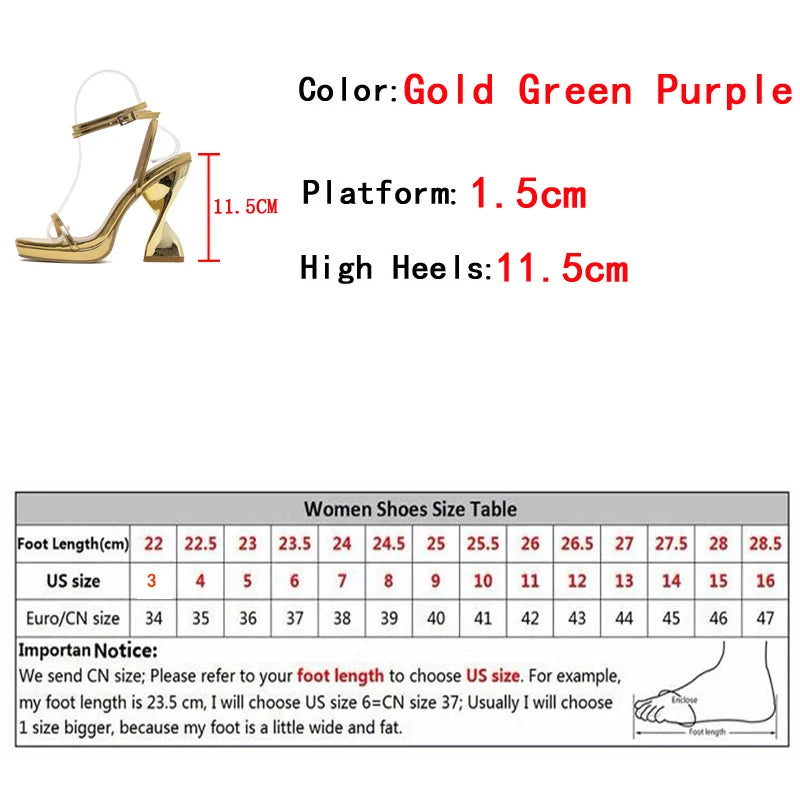 Liyke 2024 Ladies Elegant Purple Strange High Heels Waterproof Platform Sandals For Women Design Summer Party Dress Chunky Shoes