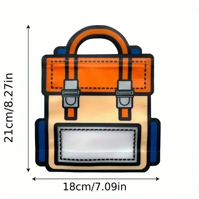 Cute Cartoon Sealed Bags Schoolbag Cats Candy Snack Plastic Packaging Bag Self-lock Zipper Birthday Festival Party Kids Gift Bag