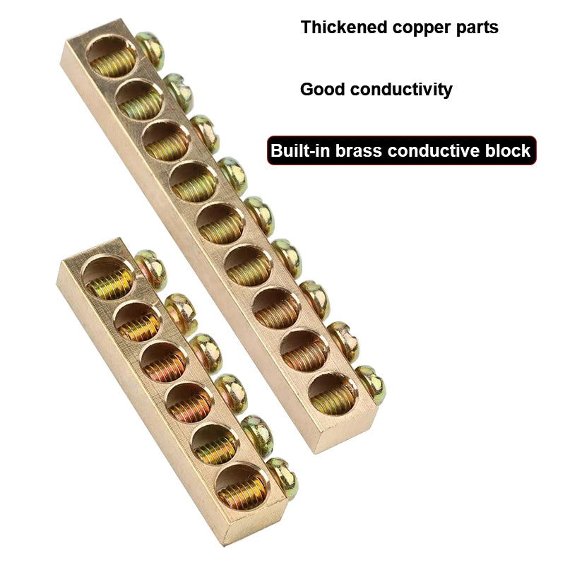 Blue Green White Bridge Design Zero Line 4-12 Pole Screw Brass Copper Grounding Strip Terminal Block Connector Earth And Neutral