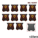 MOC Medieval Accessories Series Building Blocks Military Army Soldier Armour Shield Helmet Sword Crown Weapon Knight Bricks Toys