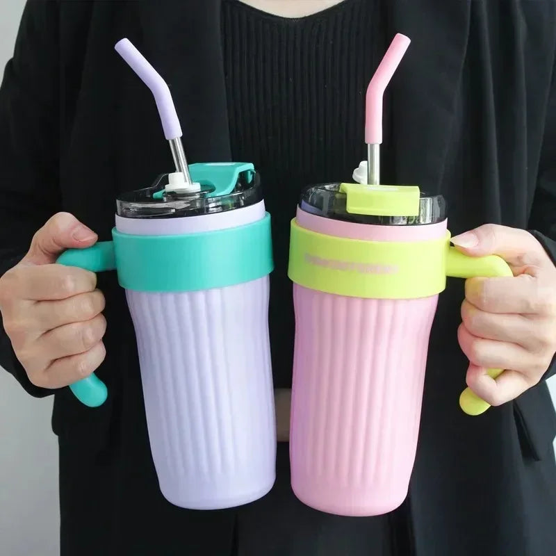 2024 Cold Cup Big Large Capacity Water Cup 860ml 316 Stainless Steel Coffee Cup with Straw Ice Bully Tea Break