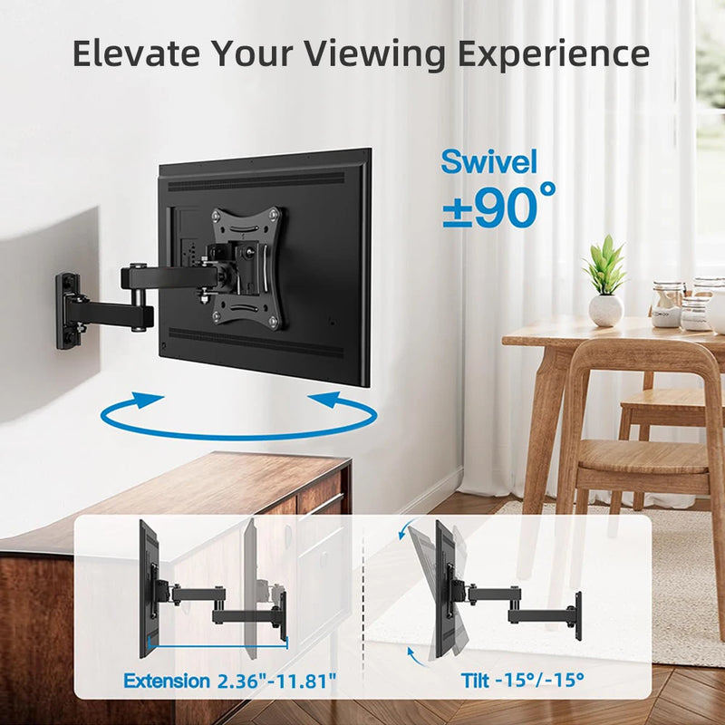 Full Motion TV Wall Mount Brackets,Corner TV Mount for 13-32 Inches TV, Swivel Tilts Articulating Extension Max VESA 100x100mm