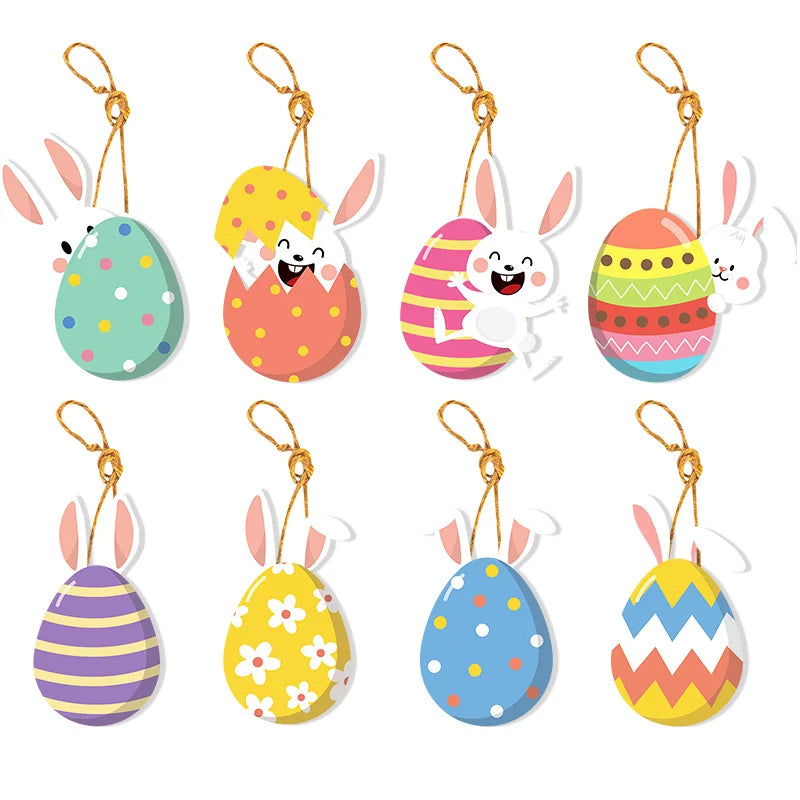 8/16pcs Easter Bunny Ornaments Easter Egg Gnome Carrot Paper Cards Decor Tree Hanging Pendant Spring Easter Decorations for home