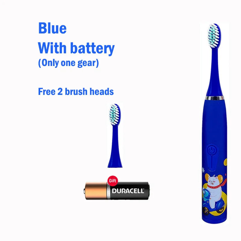 Children Electric Toothbrush With Replace Brush Heads Kids Cartoon Toothbrush Ultrasonic Sonic Electric Toothbrush With 6 Head