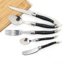 Jaswehome 3/4/5pcs Stainless Steak Knife Butter Knife Fork Soup Tea Spoon Ergonomic Black Flatware Western-Style Tableware Set