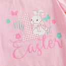 Adorable Baby Girls Easter Bunny Outfit Set with Romper Pants and Hat - Short Sleeve with Bow Pattern - 3 Pieces