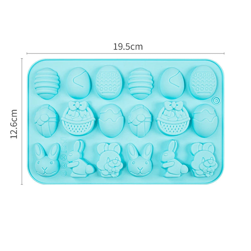 18-Cavity Easter Silicone Chocolate Mold Egg Rabbit Bunny Shaped Mould Candy Jelly Cocoa Bombs Making of Easter Party Decoration
