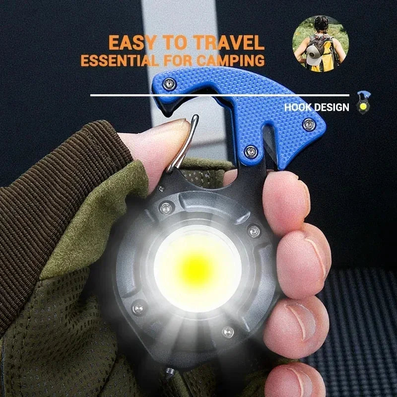 LED Flashlight Portable Multifunctional Mini COB Keychain Lamp USB Rechargeable Work Light Strong Torch Camping Outdoor Lantern