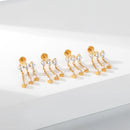 1PC Implant Grade Titanium Ear Cartilage Earring 3 Chains Flat Back Tragus Stud Conch Helix Piercing Punk Women Body Jewelry