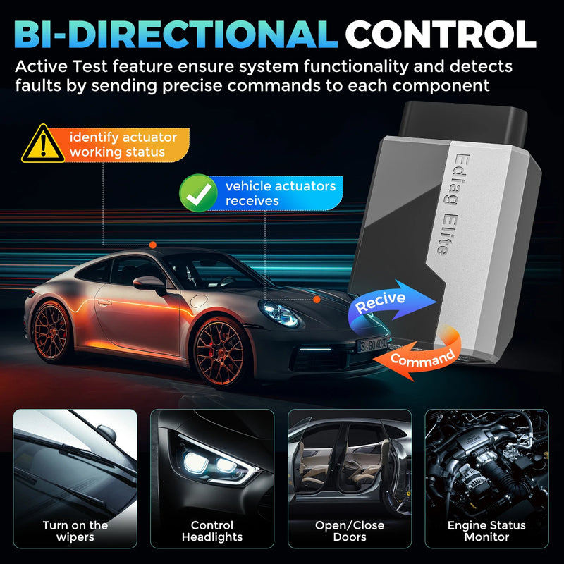[2025 NEW] KINGBOLEN Ediag Elite Bi-Directional Scanner with Lifetime free update &15 Resets Car Diagnostic Tool pk Thinkdiag