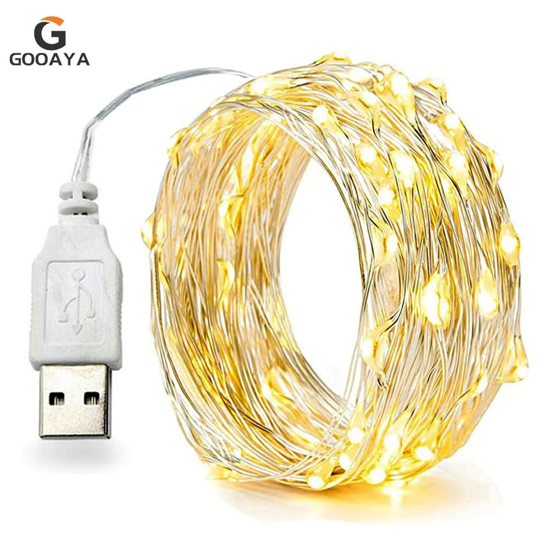 30M 10M Waterproof USB LED Lights String Copper Wire Fairy Garland Light Lamp Christmas Wedding Party Holiday Lighting wreath