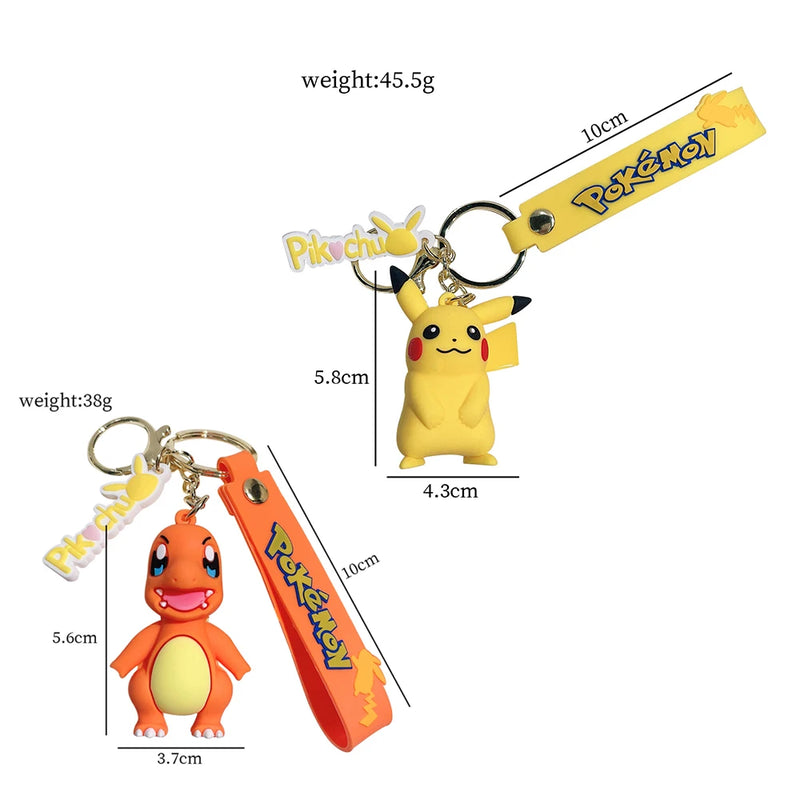 Pokemon Keychain Pikachu Anime Action FiqureToy Kawaii Cartoon Fashion Charmander PsyduckDoll Keyring Car Bag Pendant Kid Gift