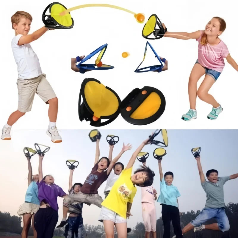 Outdoor Parent-Child Throwing & Catching Ball Game Set - Sports Fitness Hand Grip Ball Racket for Adults & Kids - Fun Toy Gift f