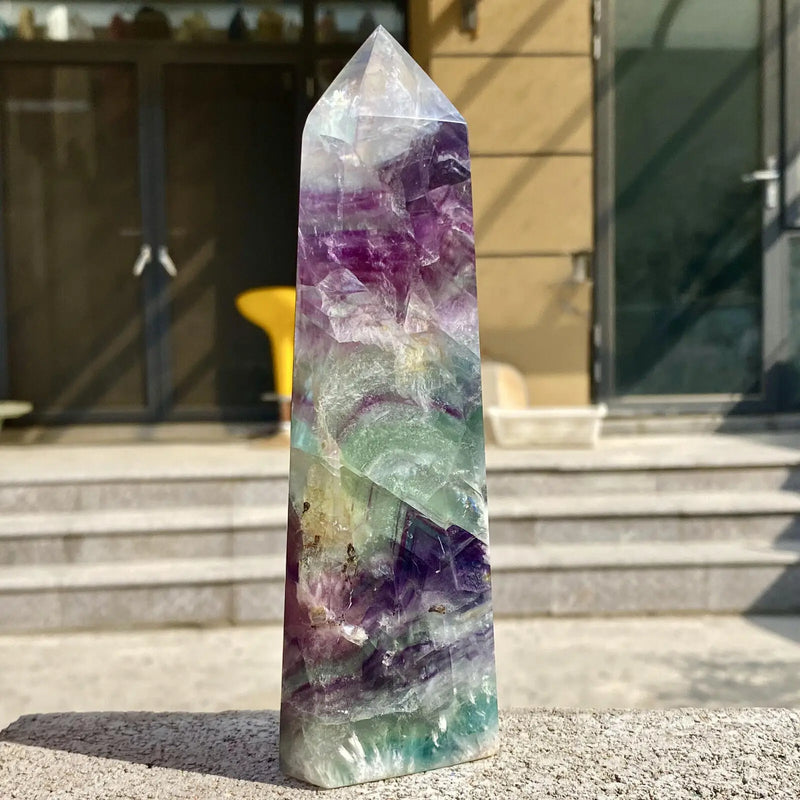 Natural Fluorite Crystal Column Magic Wand Obelisk Point Earth Healing