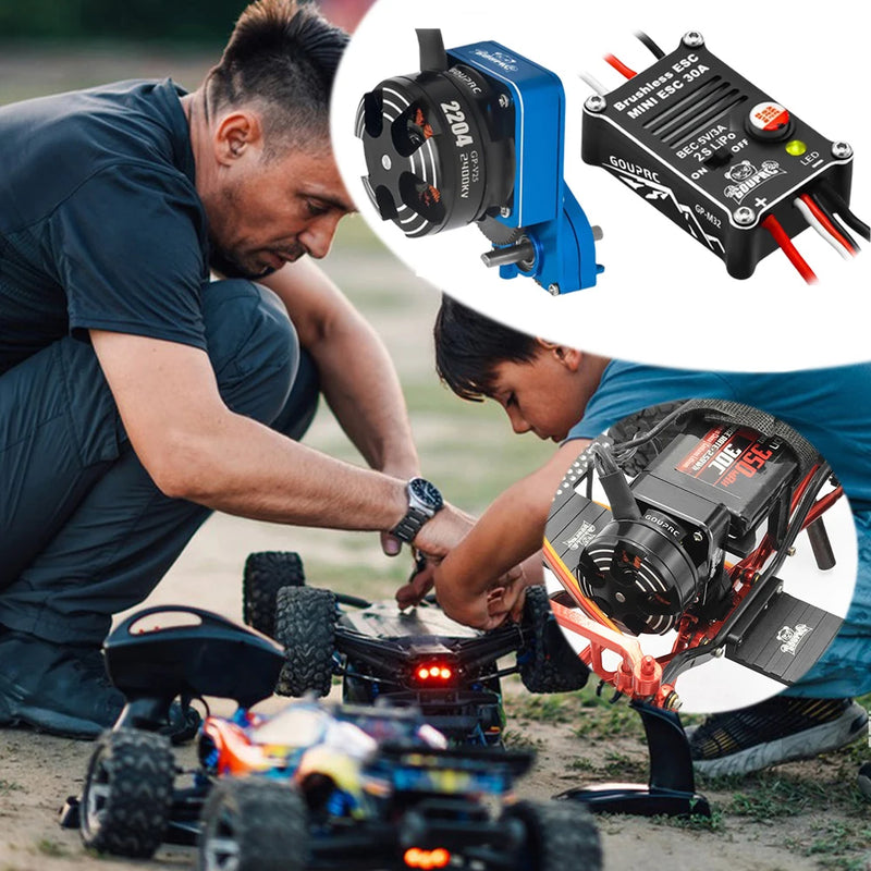 2204 2400KV Brushless Outrunner Motor with Transmission and 30A ESC for 1/24 RC Crawler Axial SCX24 Upgrade