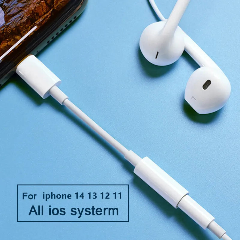 Headphone Adaptador for IPhone 14 13 12 11 X 8 7 Plus Aux Audio Splitter for Lighting To 3.5mm Adapter Earphone Jack Cable