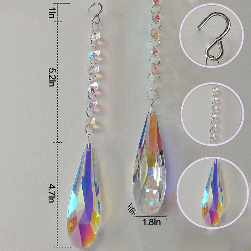 2PCS 3.5 Inch / 89mm Colorful Sun Catcher Rainbow Maker, Hanging Crystal Suncatcher, for Window Home Garden Ch