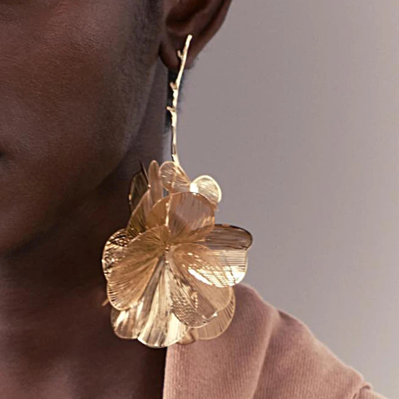 Trendy Summer Long Hanging Drop Earrings For Women Luxury Elegant Trendy Big Flower Earring For Girls Exquisite Jewelry