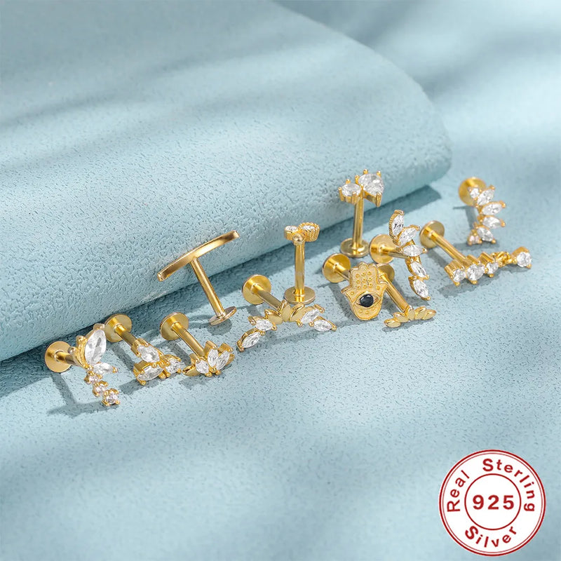 ROXI 925 Silver Smooth Single Row Earring Horse Eye Geometric CZ Earrings For Bride Women Simple Daily Wear Jewelry orecchini