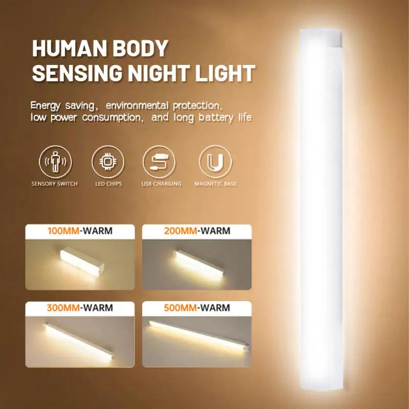 Motion Sensing Night Light LED Light Under Cabinet Light Motion Sensor Closet Light USB Rechargeable Home Bedroom Cabinet Light