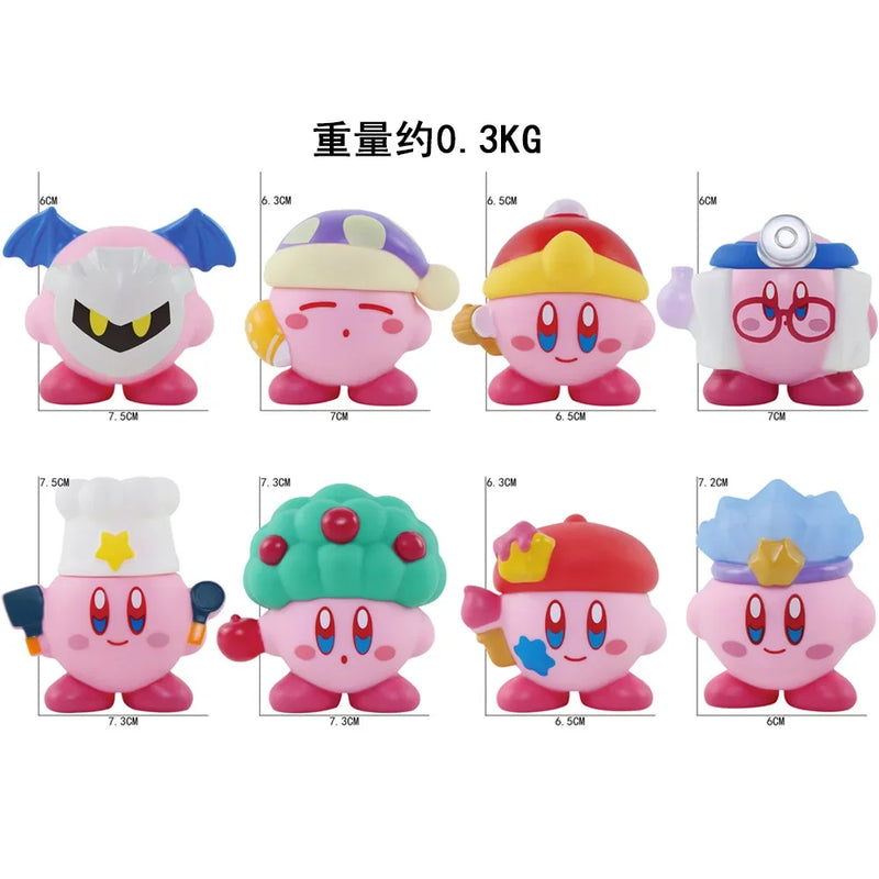 8pcs Anime Games Kirby Action Figures Toys Pink Cartoon Kawaii Kirby PVC Cute Figure Action Toy Christmas Gift for Children