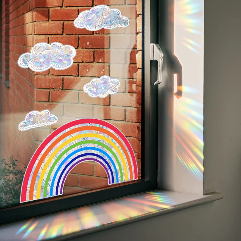 Rainbow Sun Catcher Window Glass Stickers Electrostatic Cloud Wall Prisms Stickers for Home Kids Bedroom Decoration PVC Decal