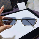 Luxury Brand Metal Half Frame Sunglasses Women Rectangle Shape Rimless Sun Glasses Men UV Protection Retro Punk Y2k Shades UV400