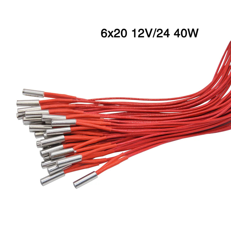 3D Printers Cartridge Heater 12V/24V 40W 6x20mm 1m For Ender 3 CR10 Reprap Extruder Parts 12V 24V 40W Heat Parts