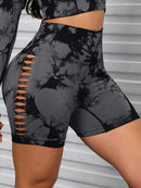 Women Tie Dye Hollow Seamless Yoga Shorts Leggings For High Waist Summer Fitness Running Cycling Sports Push Up Gym Shorts