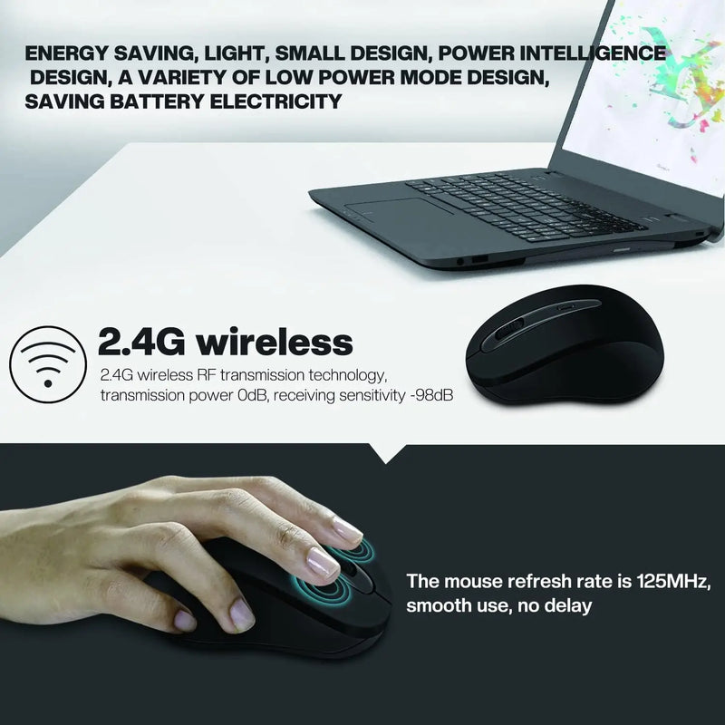 Silent Wireless Mouse for Laptop Small Compact Cordless Computer Mice with USB 2.4 GHz Quiet Click Travel Mouse