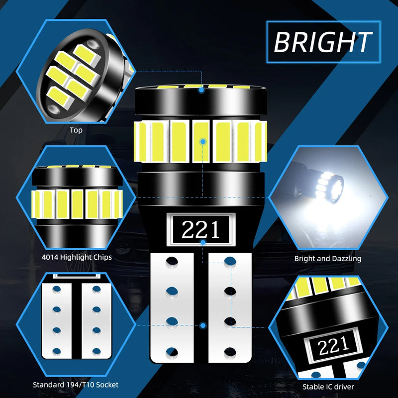 2x W5W T10 21SMD Led Bulbs Canbus Car Interior Light Bulbs Parking Position Lamp Map Dome Reading Lights