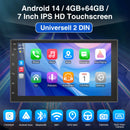 ESSGOO Car Stereo Radio Wireless CarPlay Android Auto 2 DIN 7" Car Stereo HD FM-Radio GPS Touch Screen Head Unit 4+64G DAB+ AHD