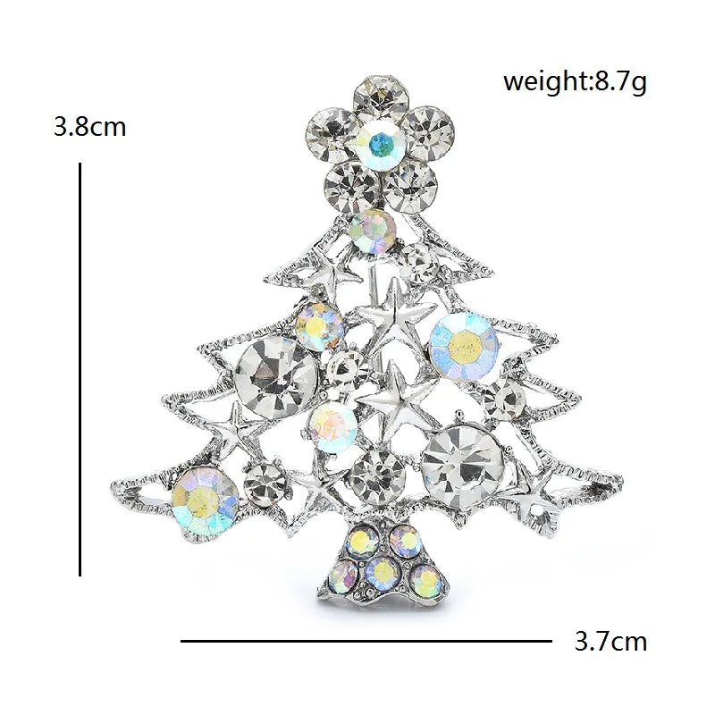 Wuli&baby Sparkling Christmas Tree Brooches Pins For Women Men Rhinestone Classic Beautiful Trees Party Casual Brooch Pins Gifts