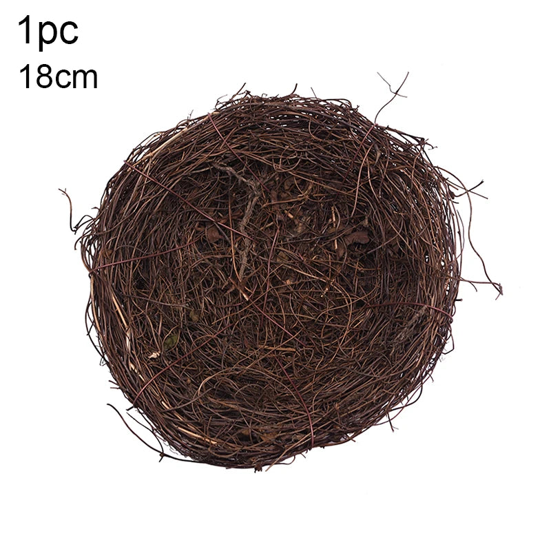 8-25cm Round Rattan Bird Nest Easter Decoration Bunny Eggs Artificial Vine Nest For Home Garden Decor Happy Easter Party Supply