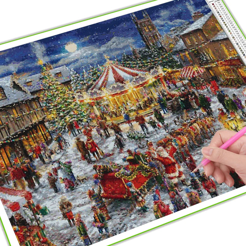 FULLCANG diamond painting Merry Christmas picture diy 5d full rhinestone embroidery playground scenery home decor FG1223