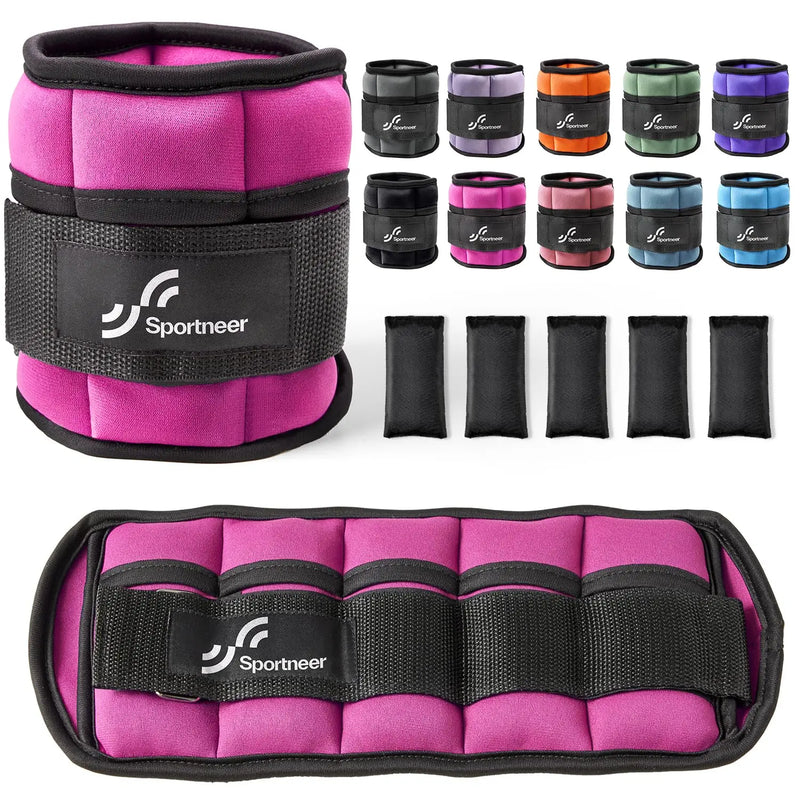 Sportneer Adjustable Ankle Weights 1Pair 10lb Leg Weight Straps for Women Men Weighted Ankle Weights Set for Gym Fitness Workout