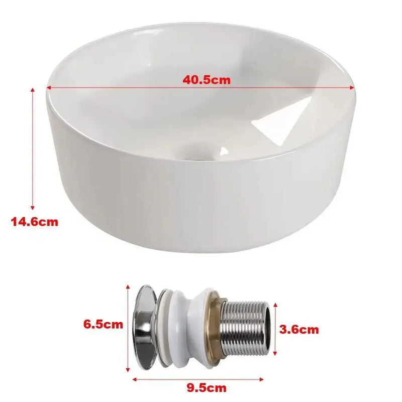 Modern Counter Round White Bathroom Sink Art Basin