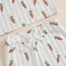 0-3Years Baby Boys Easter Outfits Carrot Stripe Print Short Sleeves T-Shirt and Elastic Shorts 2 Piece Sets for Boys
