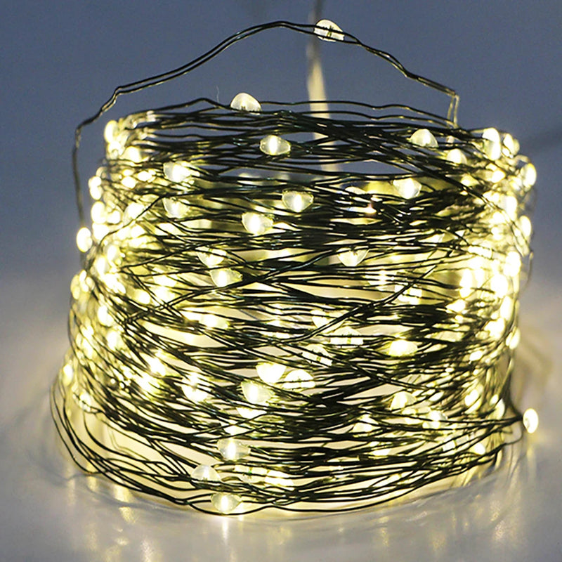 5M/10M/20M LED light string green copper wire Christmas fairy light camping garden terrace party wedding New Year USB battery bo