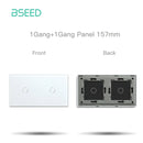 BSEED 1/2/3Gang Touch Switches 1/2/3Way Function Parts Type-c USB Wall French Sockets Crystal Glass Panels DIY Free Combination