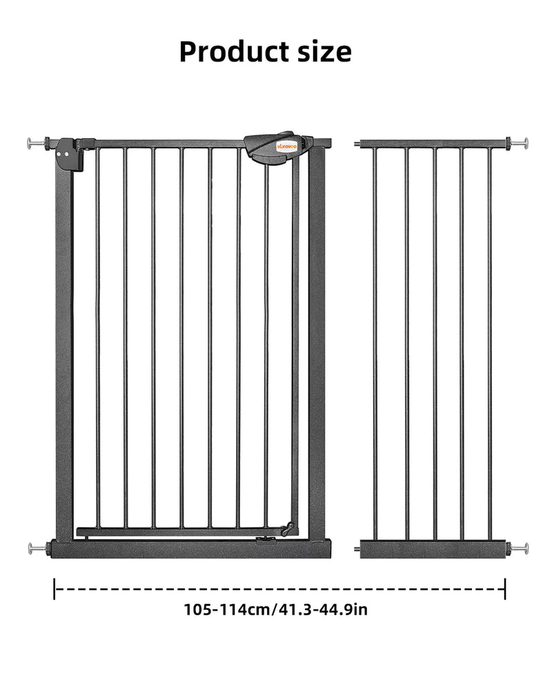 UBRAVOO Baby Gate for Doors and Stairs, Height 100 cm, Safety Pet Gate,  Automatic Closure, Triple Locking